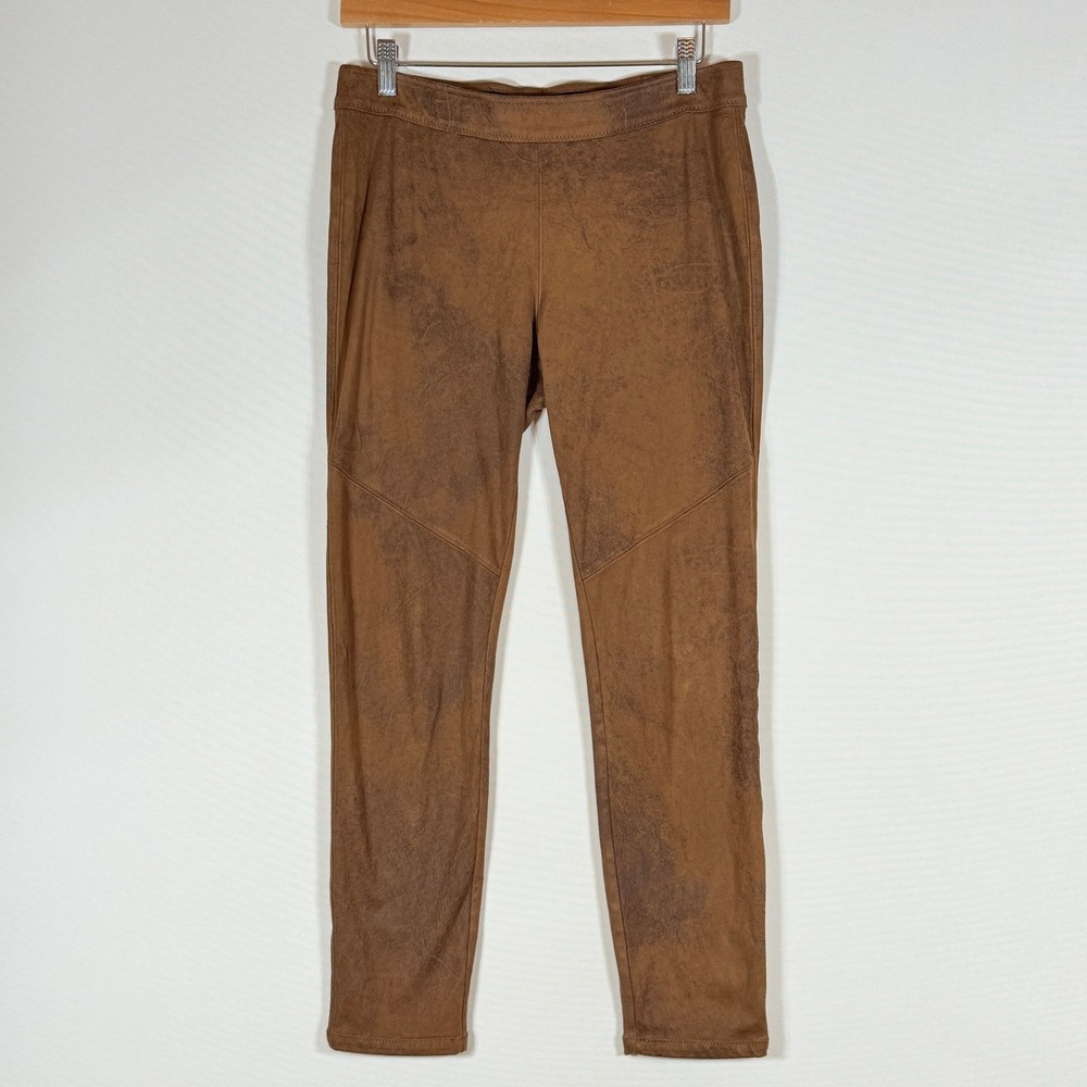 Free People Womens 27 Brown Faux Distressed Moto Boho Leggings Pants Edgy Raw